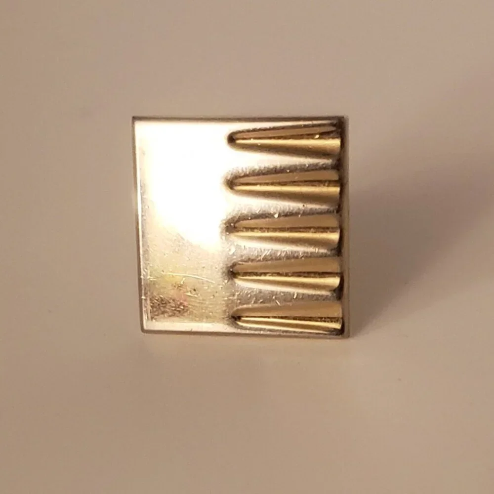 Vintage Swank Men's Gold Tone Cuff Links Tie Clip Set Square Art Deco Geometric